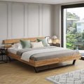 Bett fuer Schlafzimmer mit Tueren aus Massivholz natur