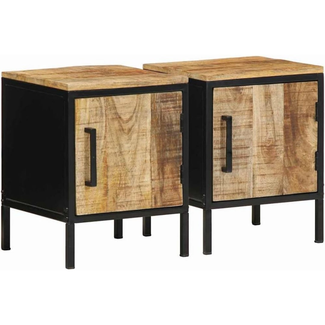 Ablage am Bett Nachttisch Massivholz Mangoholz Metall Braun braun