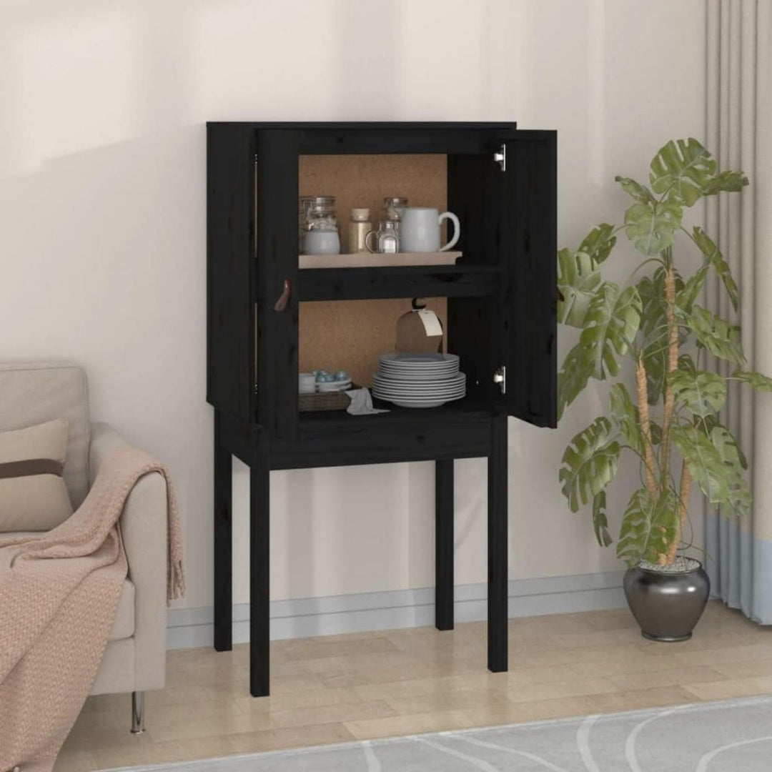 Schrankmoebel Schranke Aufbewahrung,Buffets Sideboards-Home-Highboard schwarz Massivholz schwarz