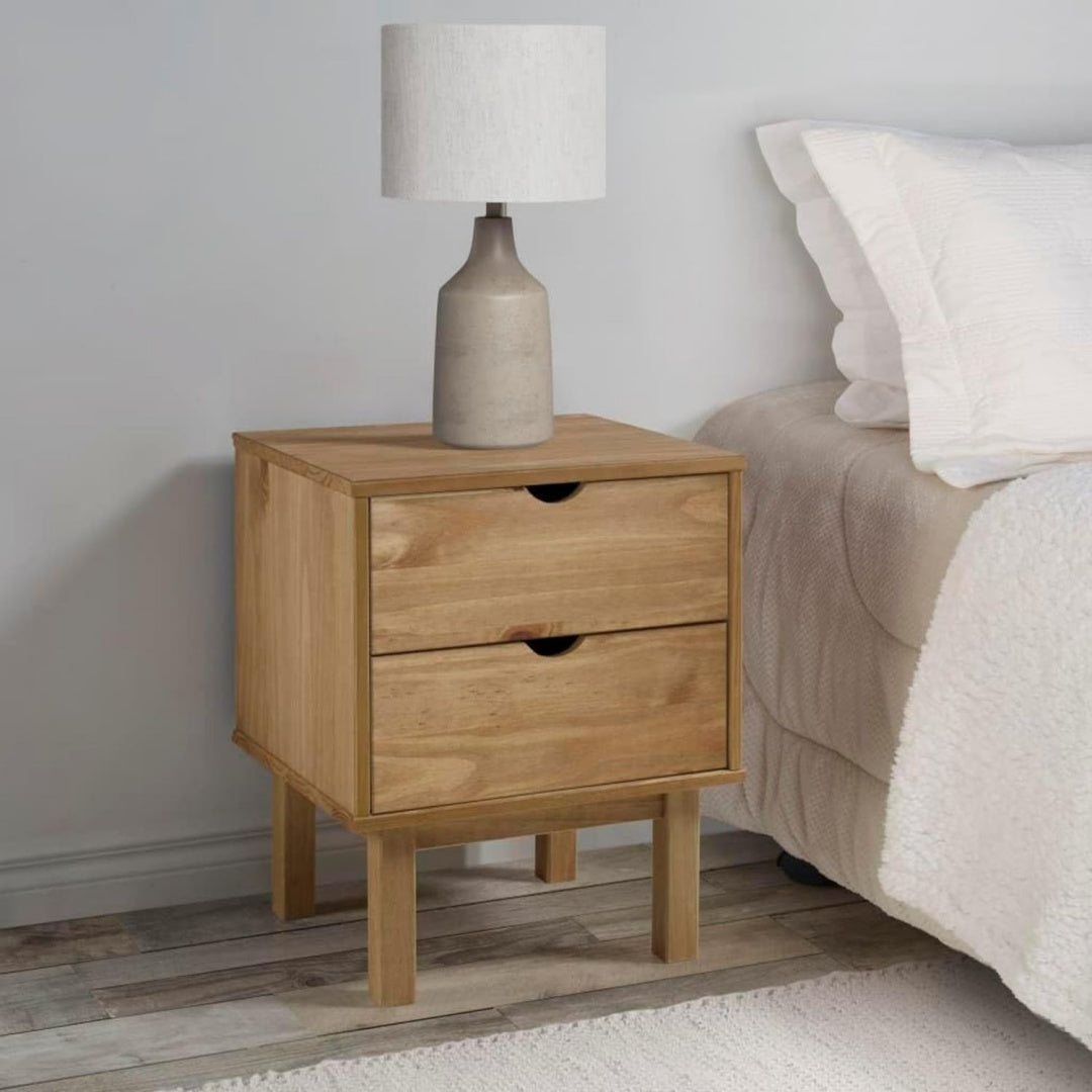 Ablage am Bett braun mit Schubladen mit Stauraum