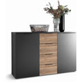 Kommode ASKA Kommode Sideboard Schubladen Graphit eiche