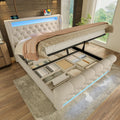 Schlafbett mit Stauraum mit LED Beleuchtung beige