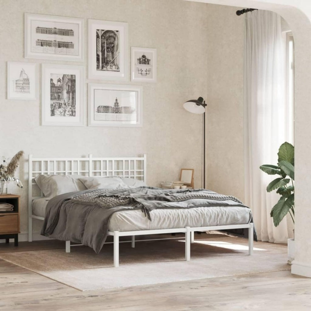 Bett fuer Schlafzimmer Bettgestell Kopfteil, Metall Wei, Robustes schwarz