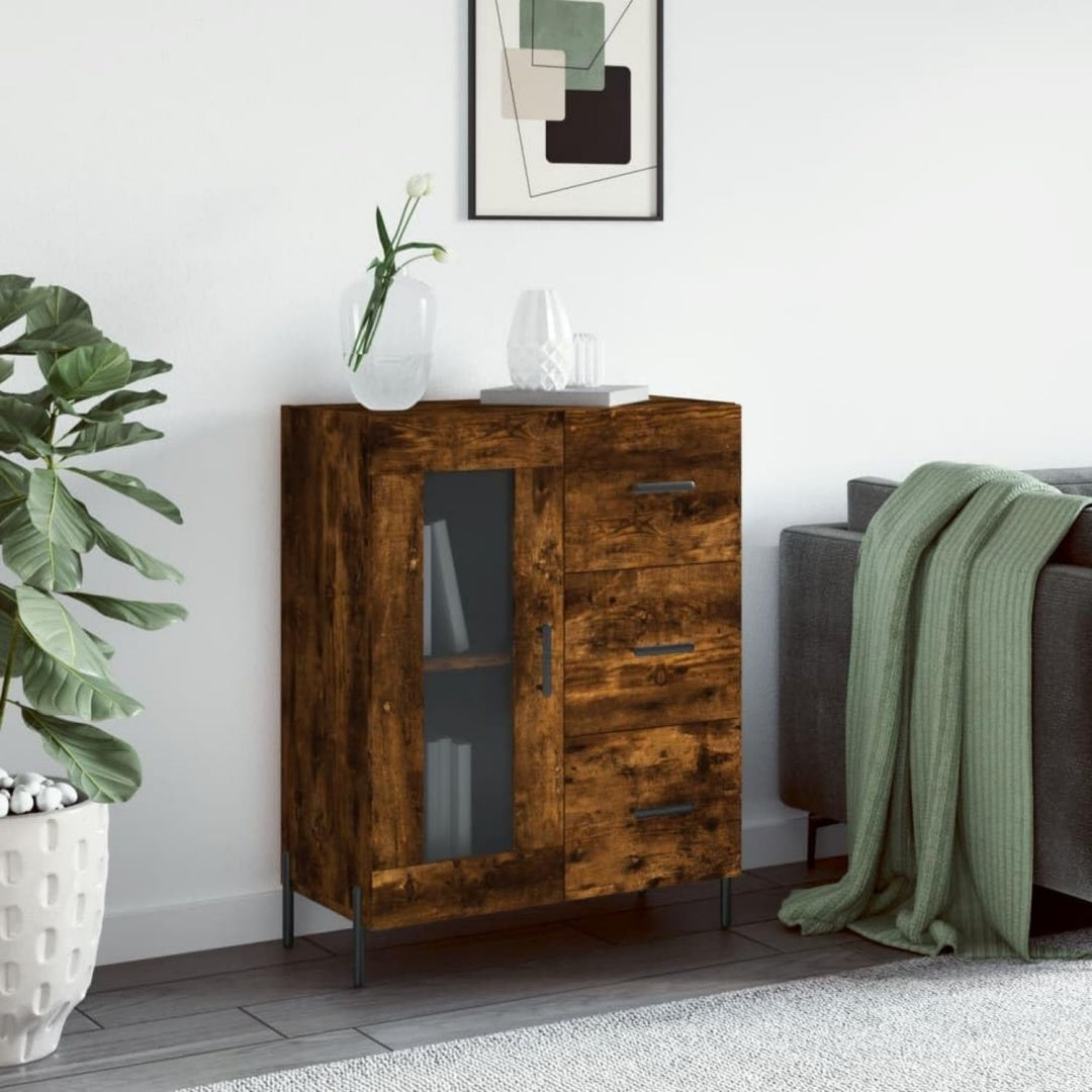 Stauraumschrank Sideboard Rauchereiche Holzwerkstoff Metallfuen, Schubladen natur