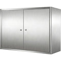 Schrankmoebel silber mit Tueren mit Metallgestell