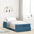 mit Samtbezug bett fuer schlafzimmer mit Stoffbezug blau