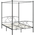 Bett fuer Schlafzimmer mit Metallgestell mit Samtbezug grau
