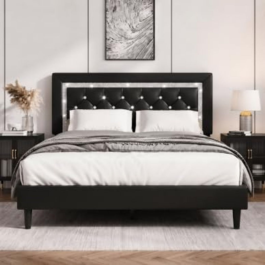 Bett fuer Schlafzimmer schwarz hoehenverstellbar drehbar